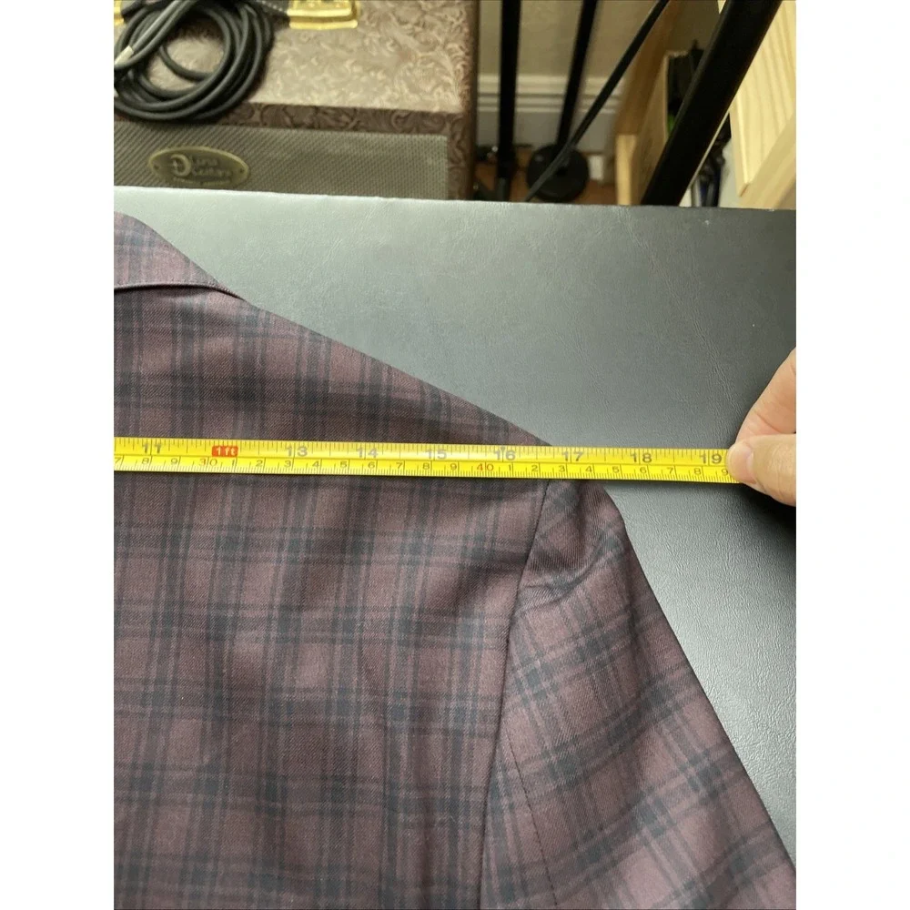 Bonobos Slim Fit 36R Plum Black Plaid Wool Blend Blazer Pockets sown!